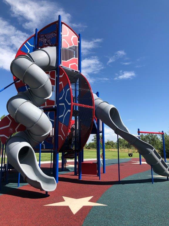 Side view of Brighton Veterans Park play structure
