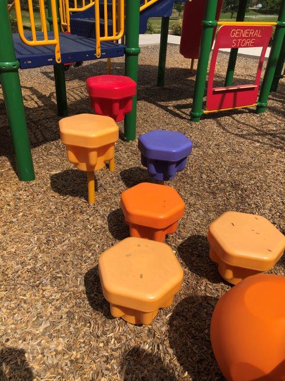 Colorful stepping blocks at the playground