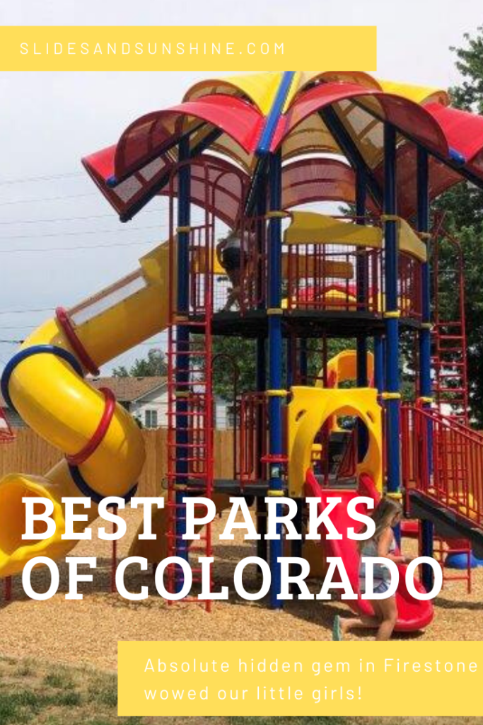 Pinterest image showing Onorato park tall slide