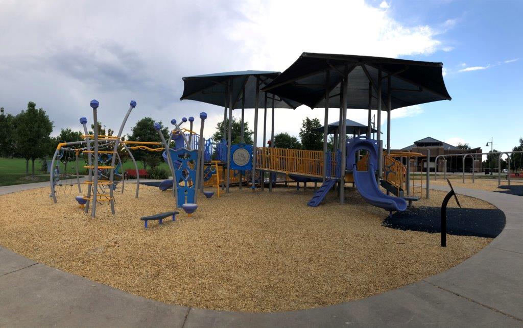 Panorama view of new Broomfield inclusive playground