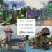Four part picture showing best themed playgrounds in Colorado