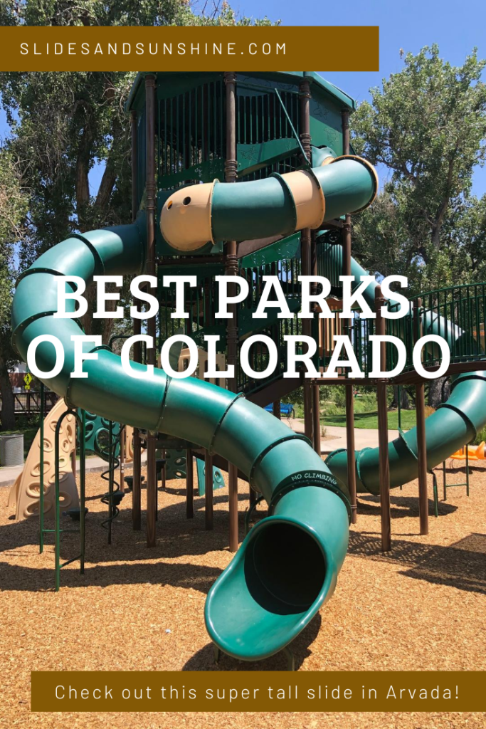 Pinterest image showing Best Parks of Colorado highlighting Arvada's Memorial Park