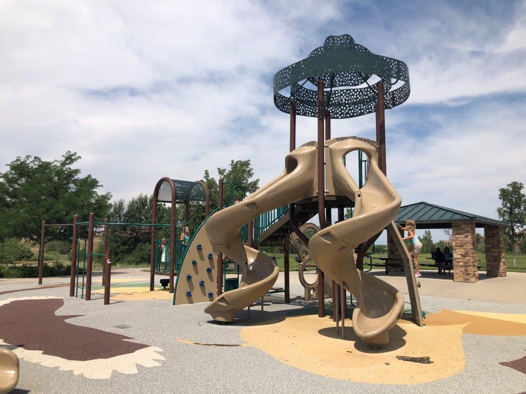 Large play structure at Aurora Park