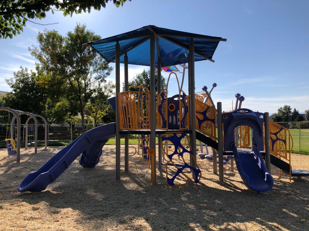 Crescent Park in Erie showing play structure and shade