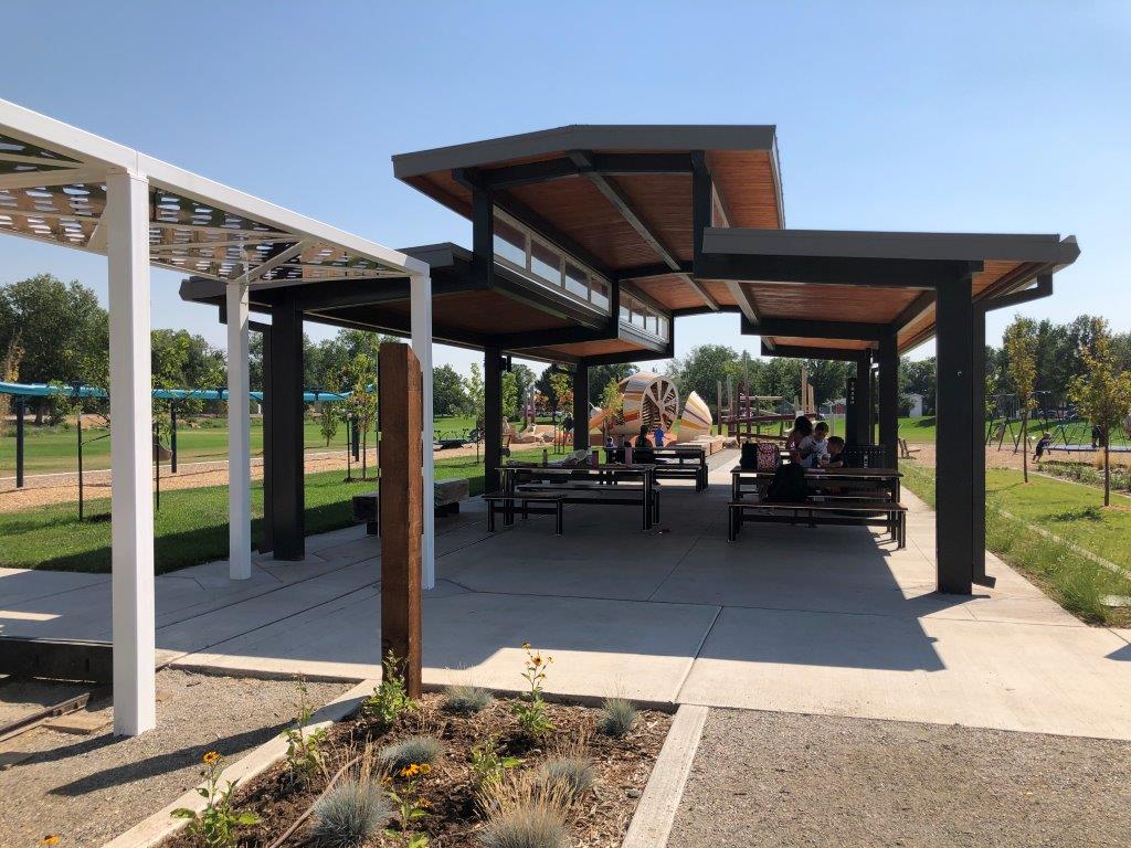 Pavilion providing shaded picnic tables
