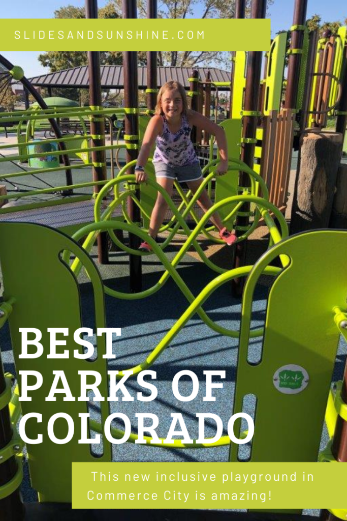 Image made for Pinterest highlighting the best inclusive playground in Commerce City