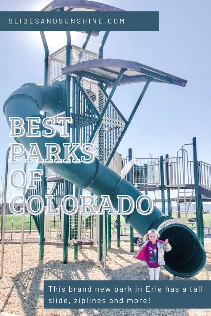 Image made for Pinterest showing the Best Parks in Colorado highlighting the new park in Erie, Clayton Park