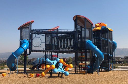Best park in Castle Rock at Deputy Parrish playground with tallest slides in Colorado