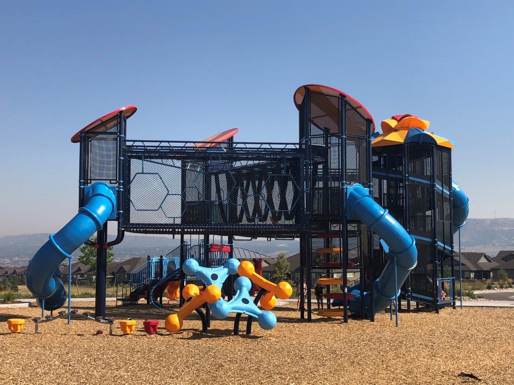 Best park in Castle Rock at Deputy Parrish playground with tallest slides in Colorado
