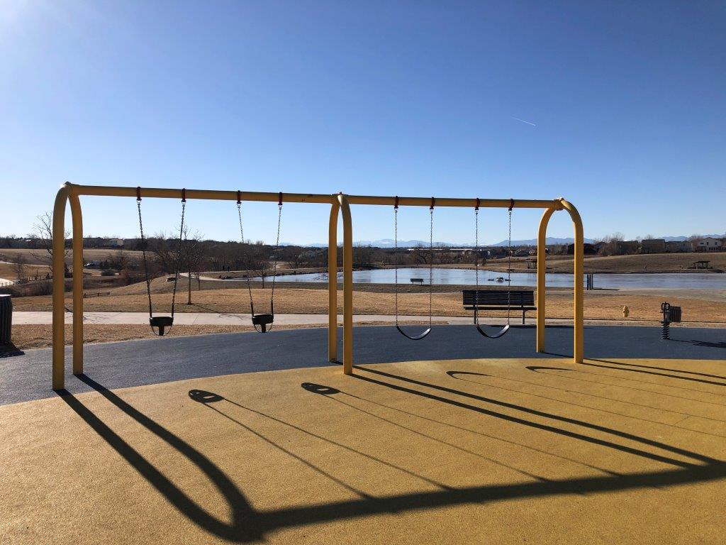 Swings with a view of the lake