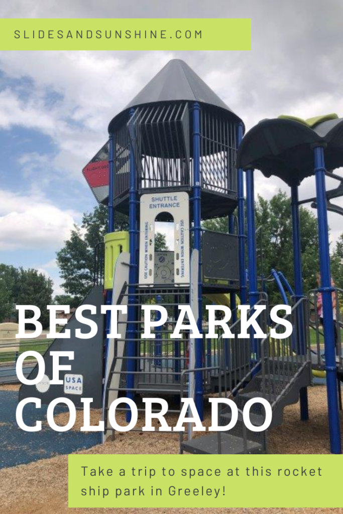 Image made for Pinterest showing the best playgrounds in Colorado, this time highlighting Westmoor Park in Greeley