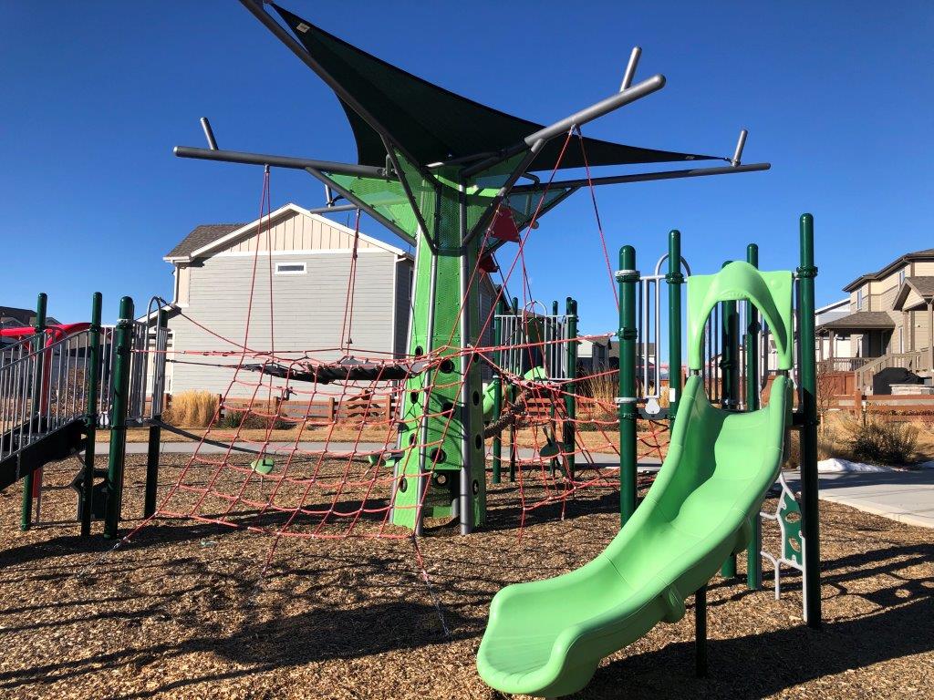 Hearthstone park playground at Broomfield Prospect park neighborhood in Colorado