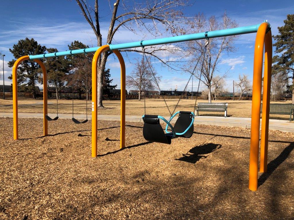 Swings at Swansea Park in Denver Colorado