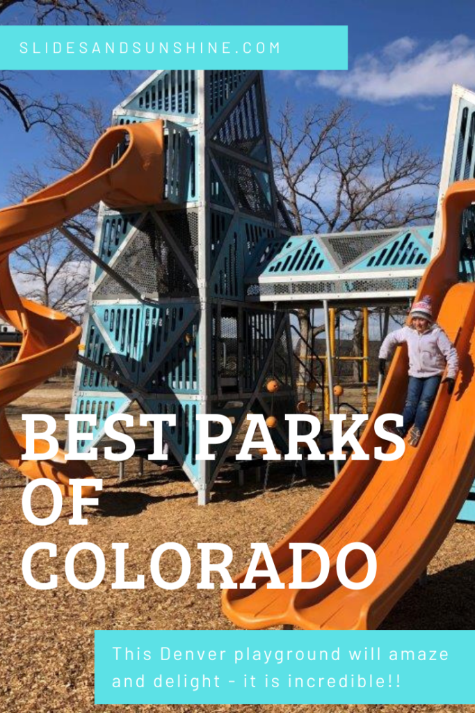 Image made for Pinterest showing best Denver playground Swansea Park