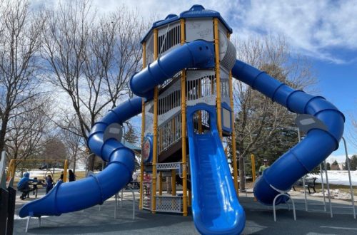 Arapaho Park in Centennial Colorado with giant slides and playground