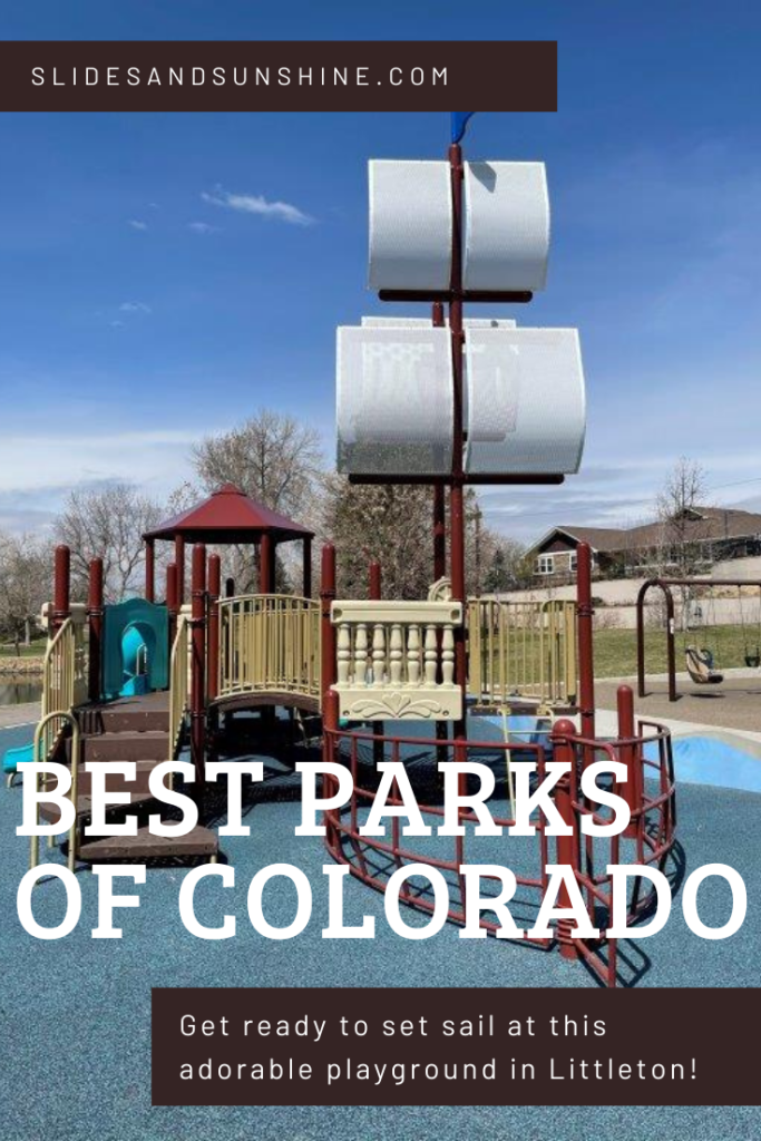 Image made for Pinterest showing "Best Parks of Colorado" featuring Littles Creek Park in Littleton CO