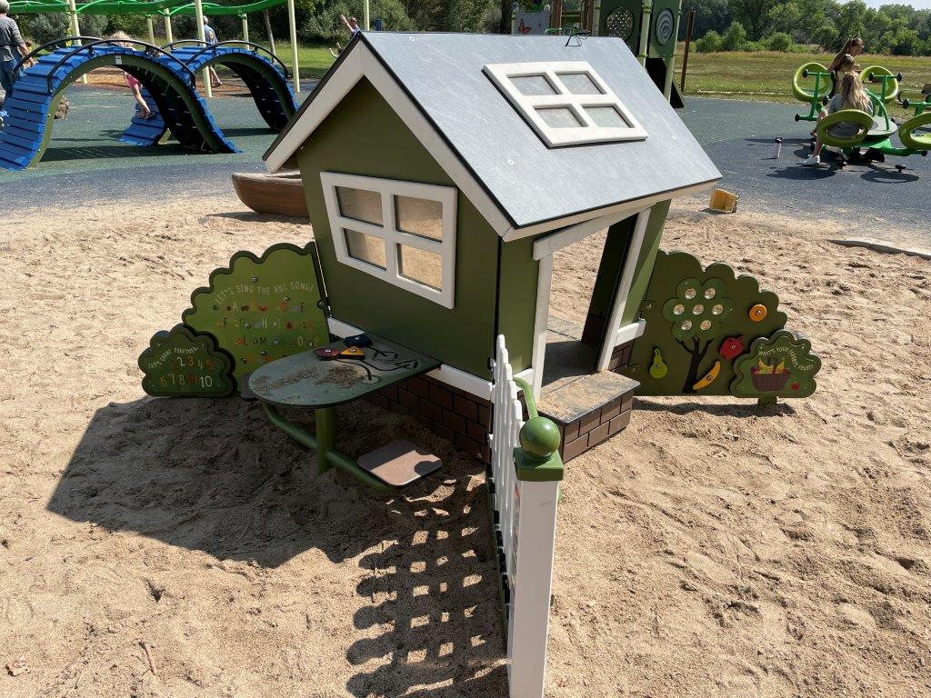 Adorable playhouse in the sandbox at Lee Martinez Park in Fort Collins Colorado