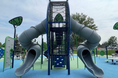 McMullen Park in Aurora double slide structure new playgrounds