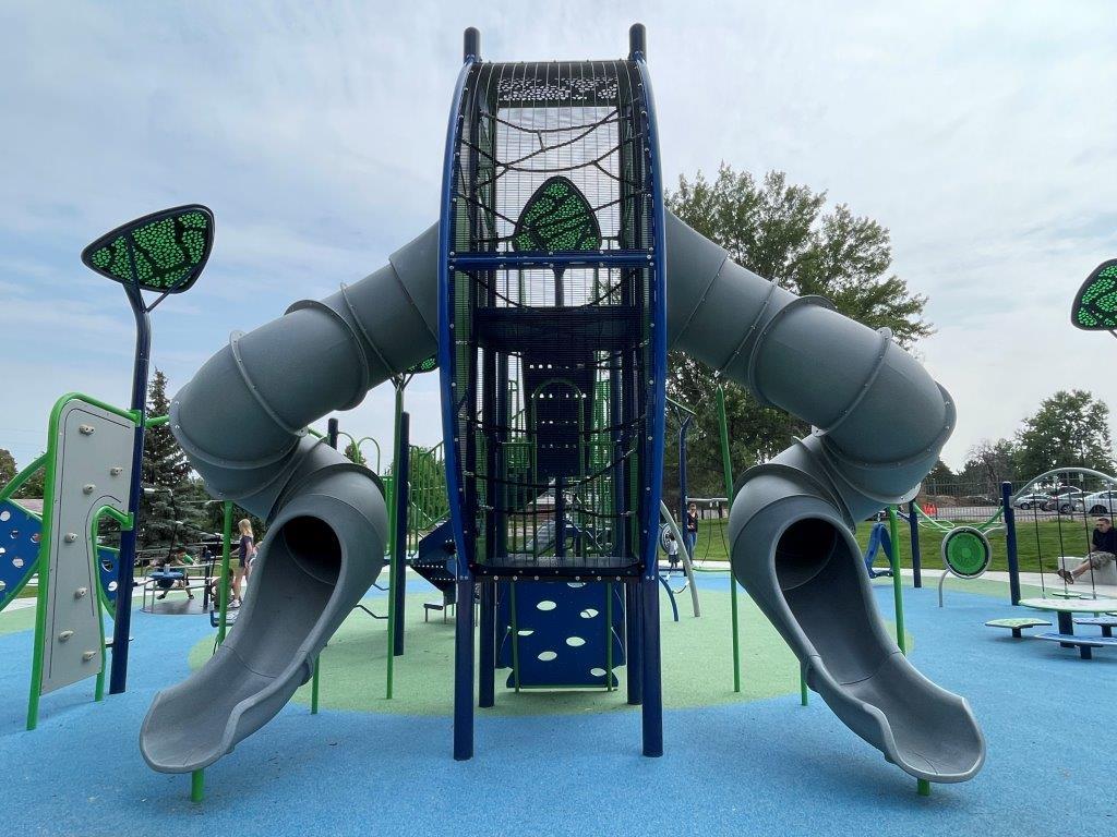 McMullen Park in Aurora double slide structure new playgrounds 