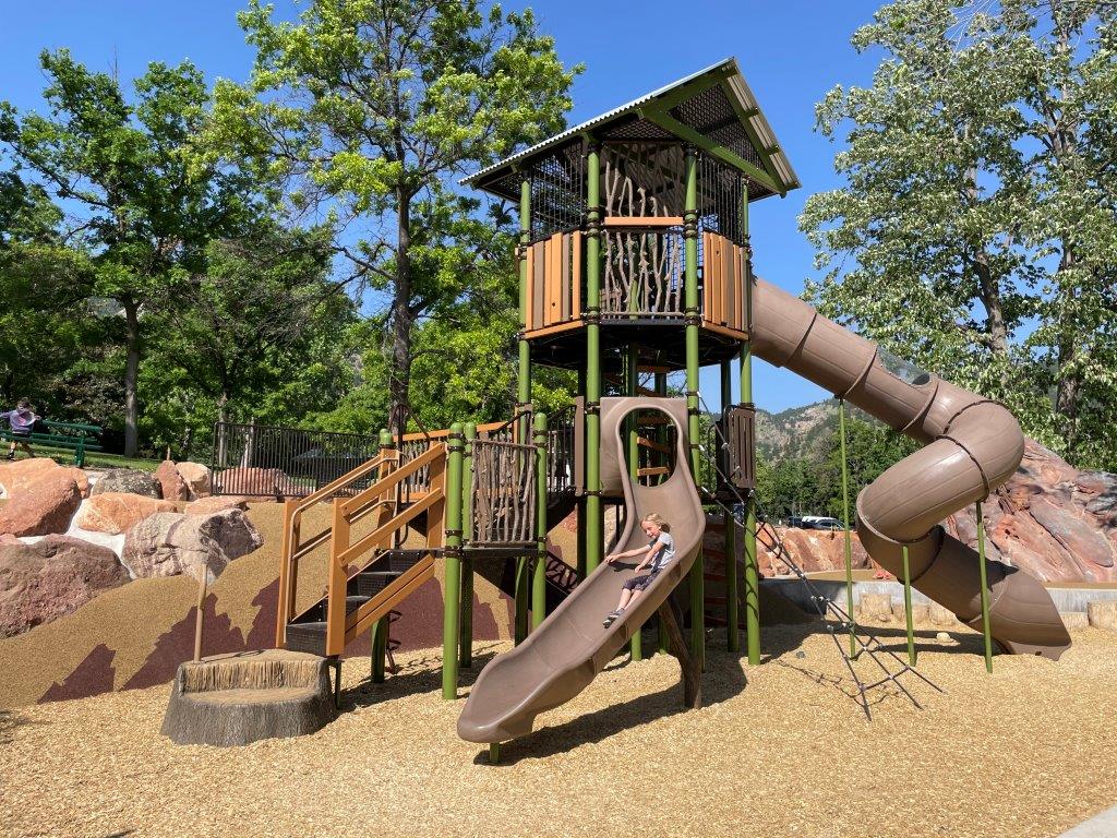 Play structure at new playgrounds Chautauqua Park in Boulder CO