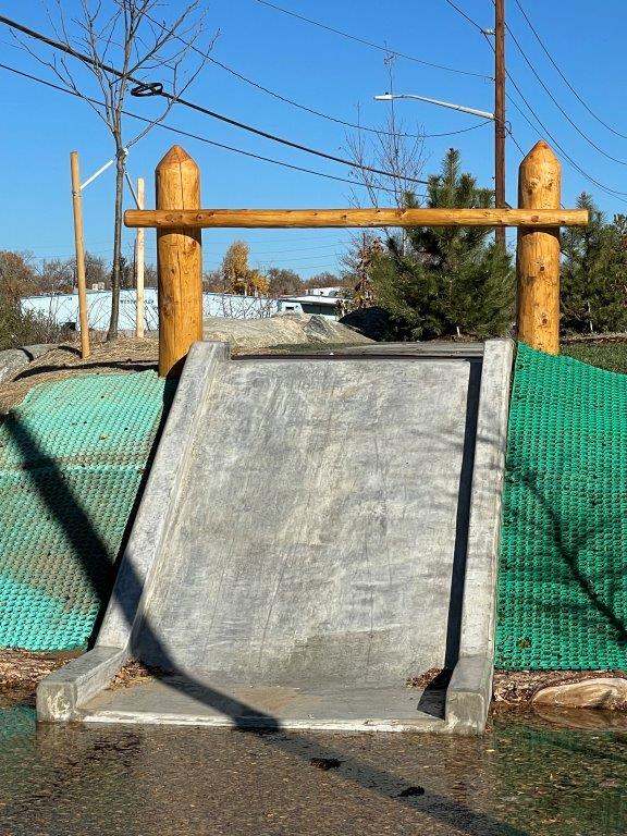 short wide concrete slide