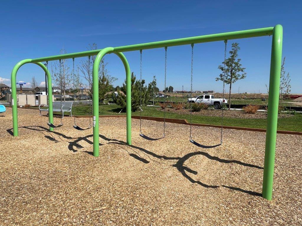 Swings at Volley Park in Brighton Colorado