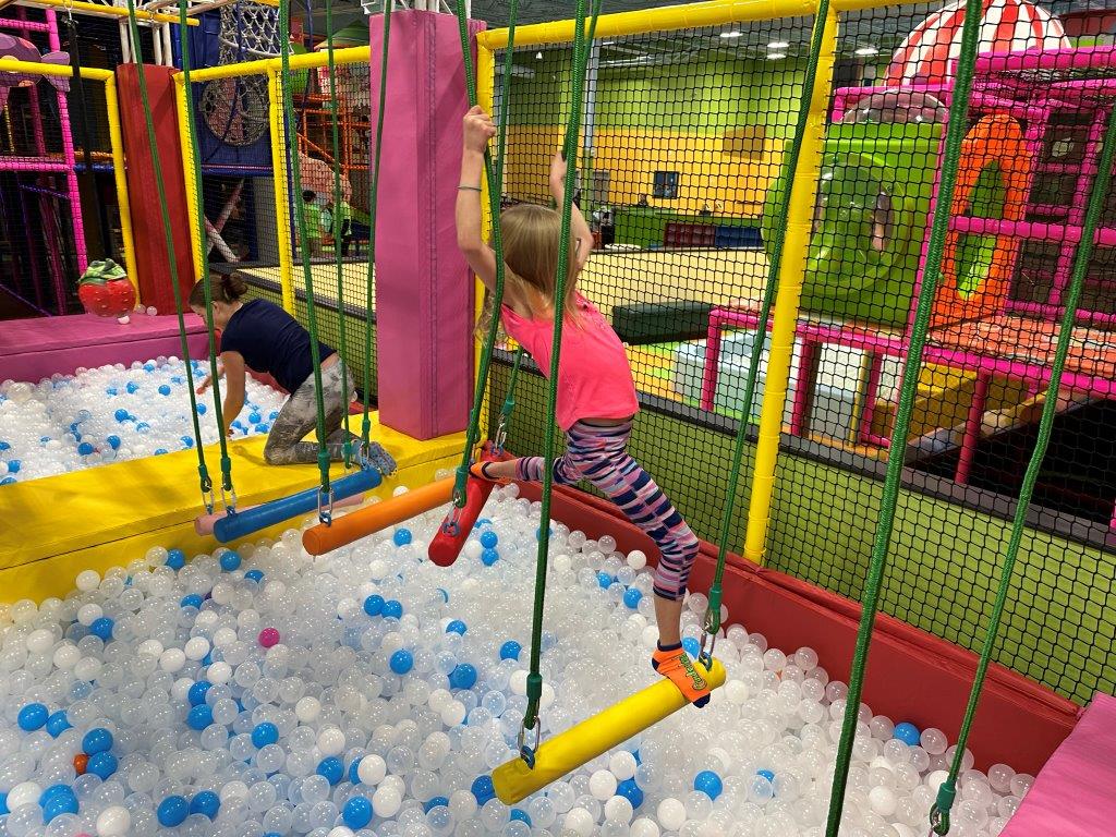 Ninja Warrior course and ball pit at Candeeland Kids