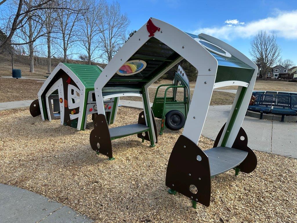 Adorable playhouses at Lakecrest Park