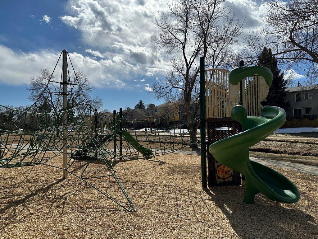 Rope climber and slide at Lakecrest Park in Arvada
