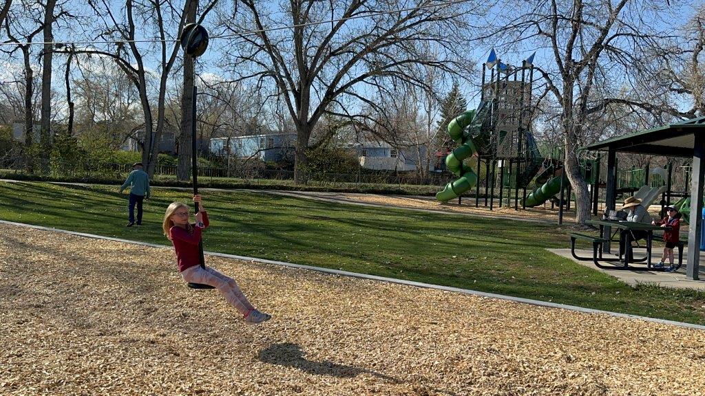 zipline at Cottonwood Park in Louisville CO