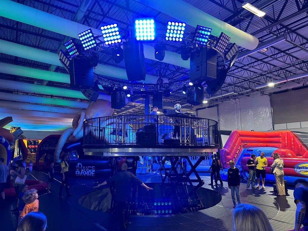 360 degree hydraulic stage at Bounce Empire in Lafayette CO
