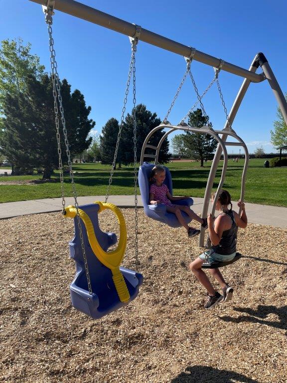 expression swing at Settlers Park in Firestone Colorado