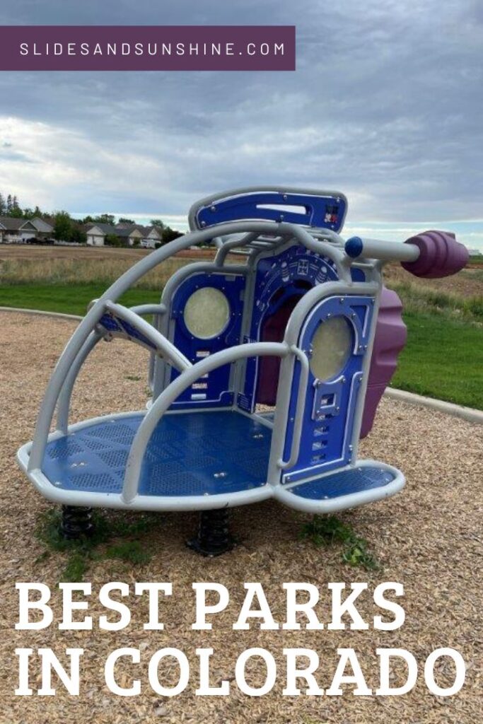 image made for pinterest showing playgrounds in Berthoud Colorado
