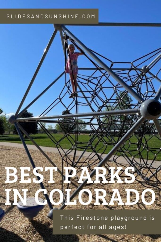 image made for Pinterest showing Settlers Park in Firestone Colorado