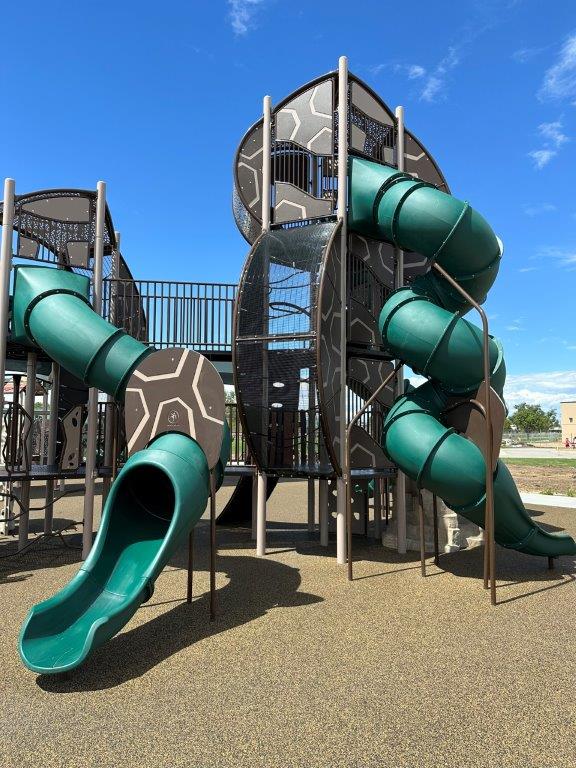 new gigantic play structure and slides