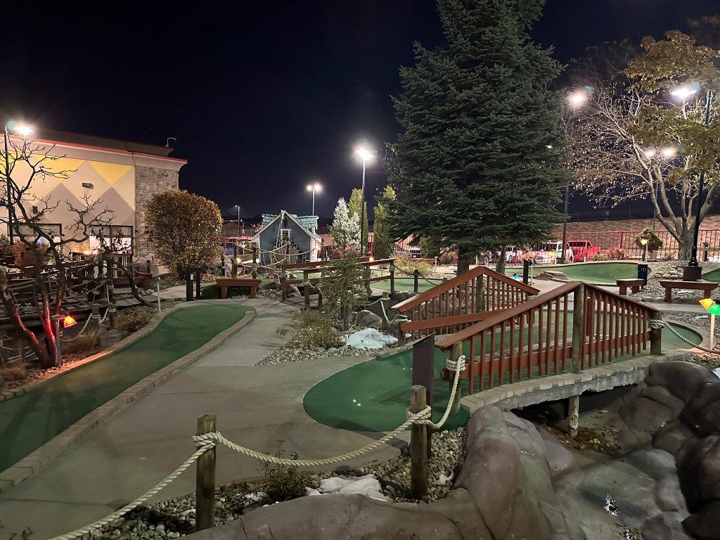 Boondocks Colorado miniature golf course at night