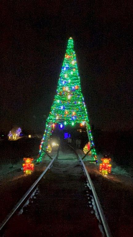 Giant Christmas tree light display