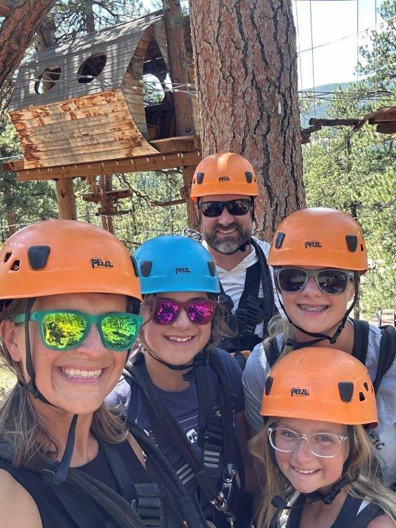 Family at Colorado Treehouse Adventure Park Bailey CO