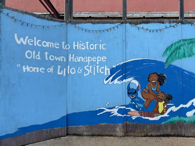 lilo and stitch mural in hanapepe, kauai