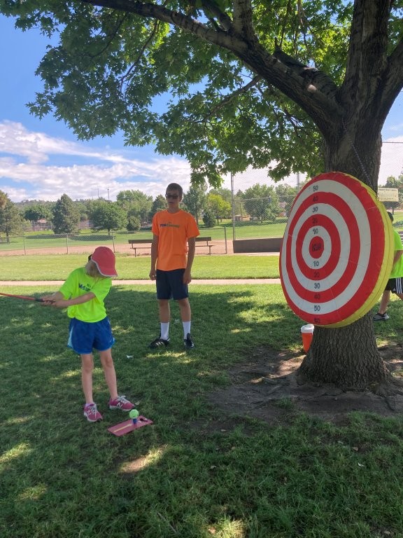 practicing golf with a target
