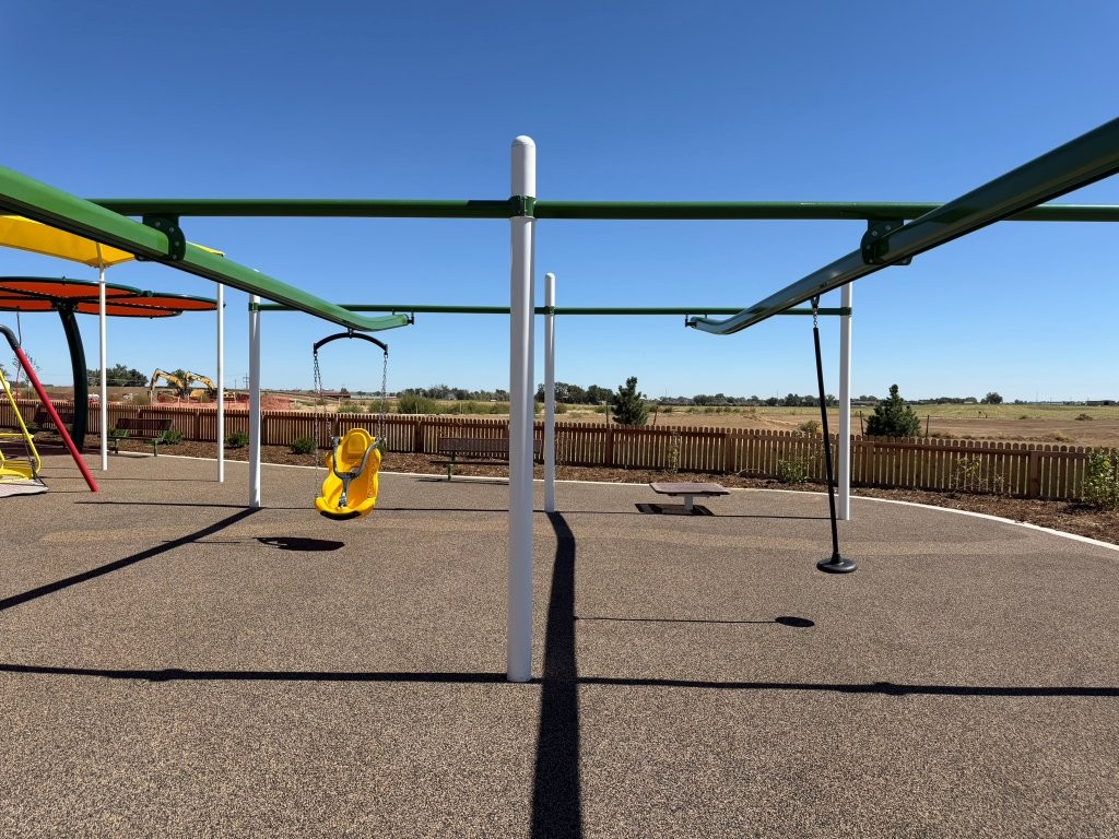 two kinds of ziplines at S'Miles Playground at Berthoud Adaptive Park Project