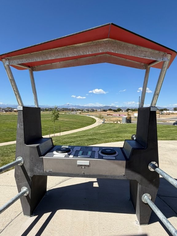 DJ booth at S'Miles Playground at Berthoud Adaptive Park Project